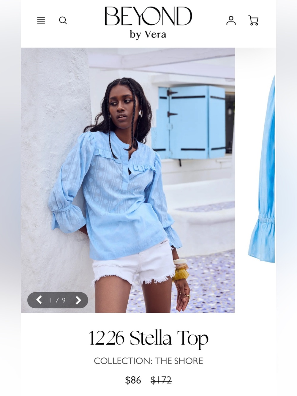 Light Blue Ruffle-Back Women's Blouse - Picture 5 of 10